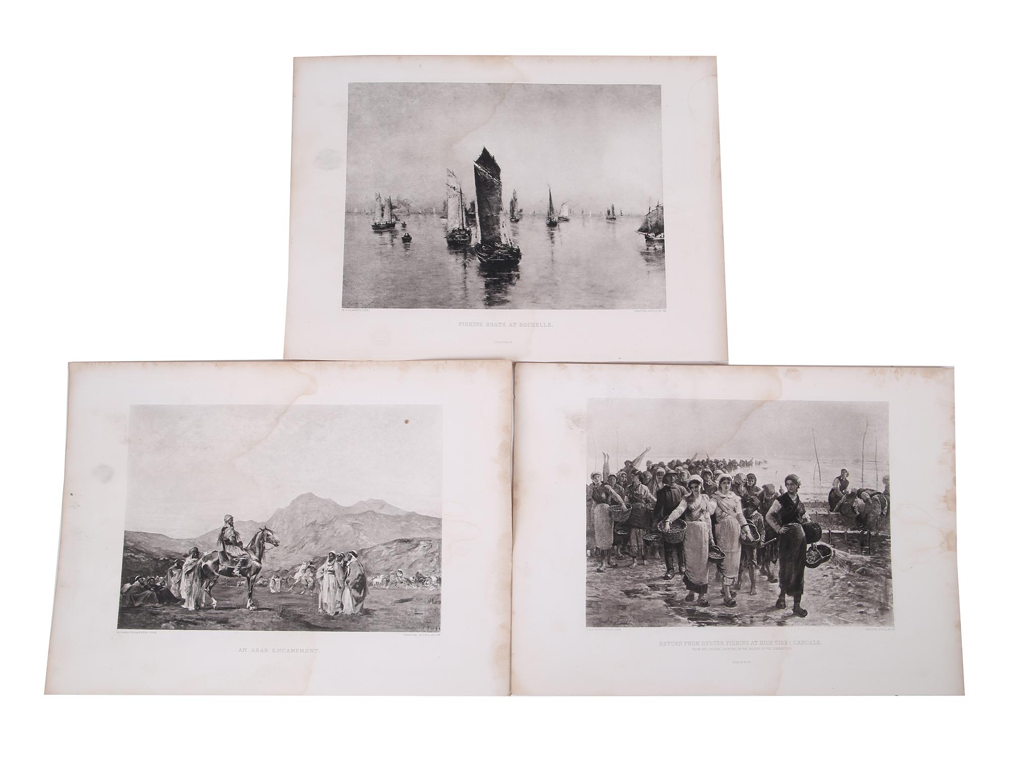 ANTIQUE 19TH CENTURY BLACK AND WHITE ETCHINGS PIC-0